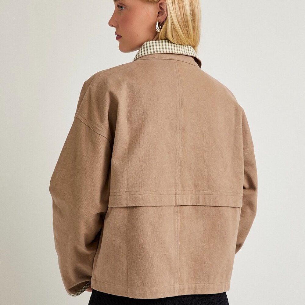 COMING SOON WORK SONG BROWN PLAID BARN JACKET - Picture 2 of 3